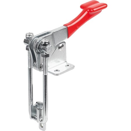 Kipp Latch-Action Clamp Vertical W Fixed Jaw, L1=29, 4, Steel Electro Zinc-Plated, Comp:Plastic Comp:Red K1265.07000